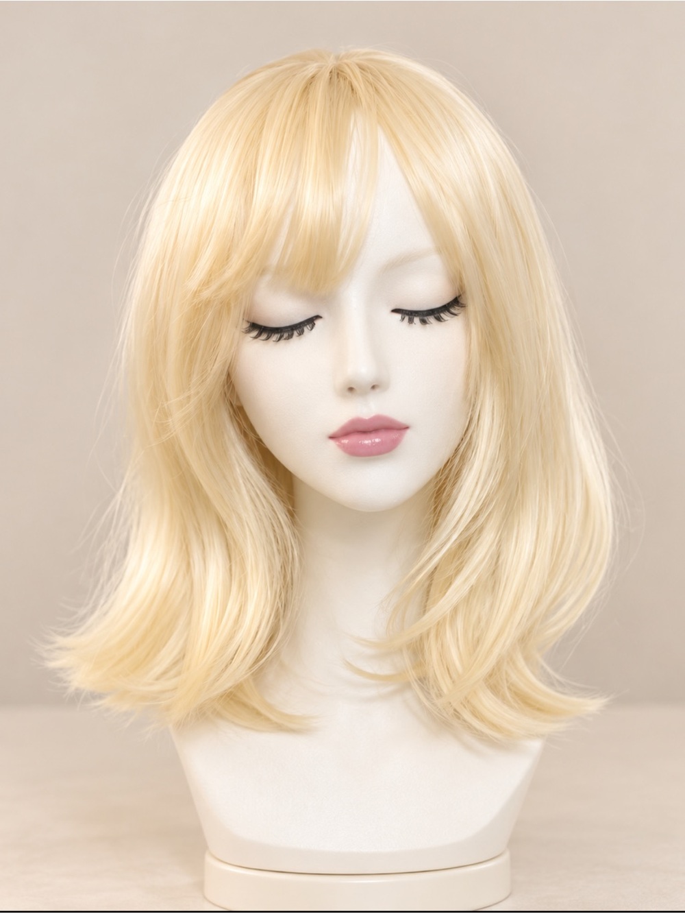 Blonde Layered Synthetic Wig with Soft Bangs - Women's Hair